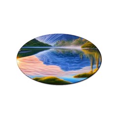 Romantic Lake Sunset Sticker (oval) by GardenOfOphir