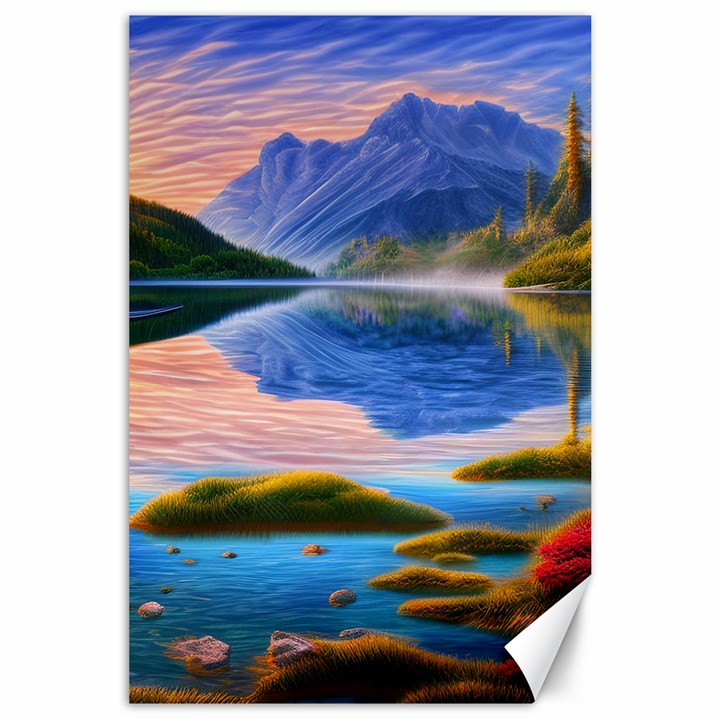 Romantic Lake Sunset Canvas 24  x 36 