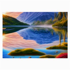 Romantic Lake Sunset Large Glasses Cloth (2 Sides) by GardenOfOphir