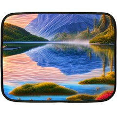 Romantic Lake Sunset Fleece Blanket (mini) by GardenOfOphir