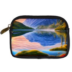 Romantic Lake Sunset Digital Camera Leather Case by GardenOfOphir