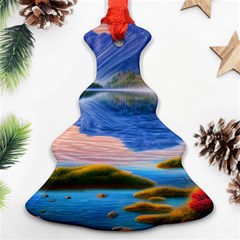 Romantic Lake Sunset Christmas Tree Ornament (two Sides) by GardenOfOphir