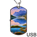 Romantic Lake Sunset Dog Tag USB Flash (One Side) Front