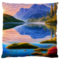 Romantic Lake Sunset Standard Premium Plush Fleece Cushion Case (one Side) by GardenOfOphir