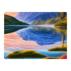 Romantic Lake Sunset Premium Plush Fleece Blanket (mini) by GardenOfOphir