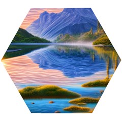 Romantic Lake Sunset Wooden Puzzle Hexagon by GardenOfOphir