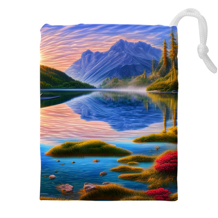 Romantic Lake Sunset Drawstring Pouch (5XL)