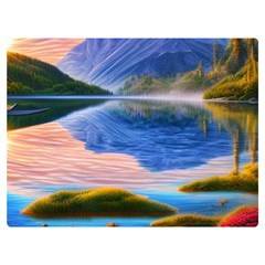 Romantic Lake Sunset One Side Premium Plush Fleece Blanket (extra Small)