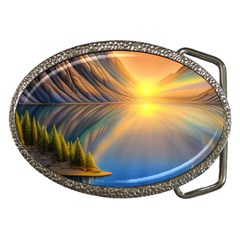 Remarkable Lake Sunset Belt Buckles by GardenOfOphir