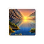 Remarkable Lake Sunset Square Magnet Front