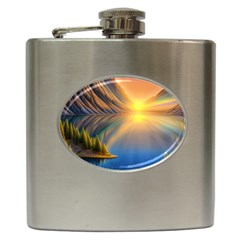 Remarkable Lake Sunset Hip Flask (6 Oz) by GardenOfOphir