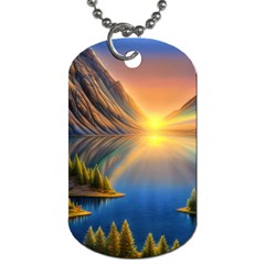 Remarkable Lake Sunset Dog Tag (two Sides) by GardenOfOphir