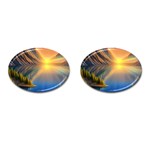 Remarkable Lake Sunset Cufflinks (Oval) Front(Pair)