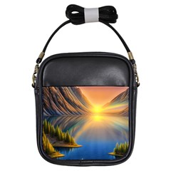 Remarkable Lake Sunset Girls Sling Bag by GardenOfOphir