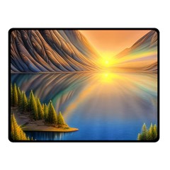 Remarkable Lake Sunset One Side Fleece Blanket (small) by GardenOfOphir