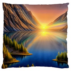 Remarkable Lake Sunset Large Premium Plush Fleece Cushion Case (one Side) by GardenOfOphir