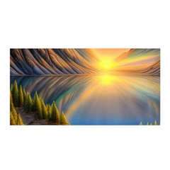 Remarkable Lake Sunset Satin Wrap 35  X 70  by GardenOfOphir