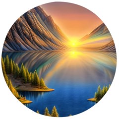 Remarkable Lake Sunset Wooden Bottle Opener (round) by GardenOfOphir