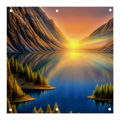 Remarkable Lake Sunset Banner And Sign 3  X 3  by GardenOfOphir