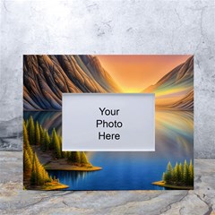 Remarkable Lake Sunset White Tabletop Photo Frame 4 x6  by GardenOfOphir