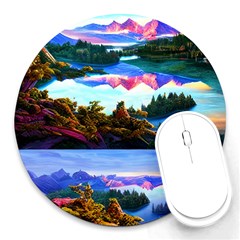 Solemn Soft Pastel Sunset Round Mousepad by GardenOfOphir