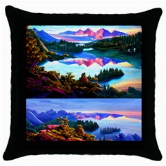 Solemn Soft Pastel Sunset Throw Pillow Case (black) by GardenOfOphir