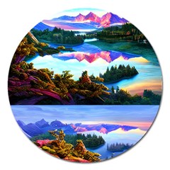 Solemn Soft Pastel Sunset Magnet 5  (round) by GardenOfOphir