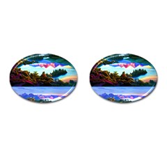 Solemn Soft Pastel Sunset Cufflinks (oval) by GardenOfOphir