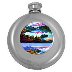 Solemn Soft Pastel Sunset Round Hip Flask (5 Oz) by GardenOfOphir