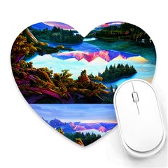 Solemn Soft Pastel Sunset Heart Mousepad by GardenOfOphir