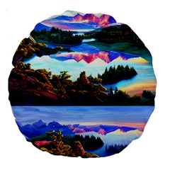 Solemn Soft Pastel Sunset Large 18  Premium Round Cushions by GardenOfOphir