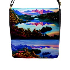 Solemn Soft Pastel Sunset Flap Closure Messenger Bag (l) by GardenOfOphir