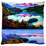 Solemn Soft Pastel Sunset Large Premium Plush Fleece Cushion Case (One Side) Front