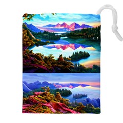 Solemn Soft Pastel Sunset Drawstring Pouch (5xl) by GardenOfOphir