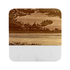 Solemn Soft Pastel Sunset Marble Wood Coaster (square) by GardenOfOphir