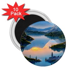 Somber Lake Sunset 2 25  Magnets (10 Pack)  by GardenOfOphir