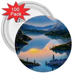 Somber Lake Sunset 3  Buttons (100 Pack)  by GardenOfOphir