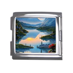 Somber Lake Sunset Mega Link Italian Charm (18mm) by GardenOfOphir