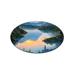 Somber Lake Sunset Sticker (oval) by GardenOfOphir