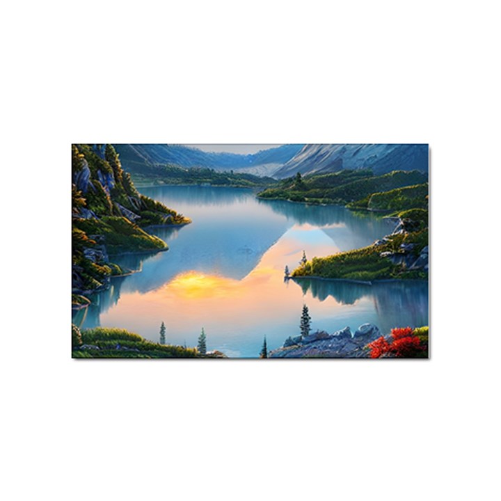 Somber Lake Sunset Sticker Rectangular (100 pack)