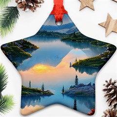 Somber Lake Sunset Star Ornament (two Sides) by GardenOfOphir