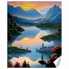 Somber Lake Sunset Canvas 16  X 20  by GardenOfOphir