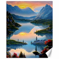 Somber Lake Sunset Canvas 11  X 14  by GardenOfOphir