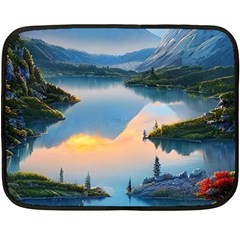 Somber Lake Sunset Fleece Blanket (mini) by GardenOfOphir