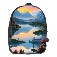 Somber Lake Sunset School Bag (large) by GardenOfOphir