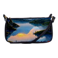 Somber Lake Sunset Shoulder Clutch Bag by GardenOfOphir