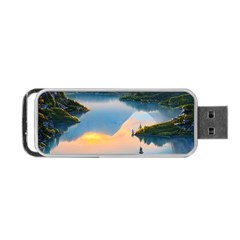 Somber Lake Sunset Portable Usb Flash (one Side) by GardenOfOphir