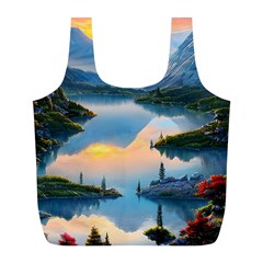 Somber Lake Sunset Full Print Recycle Bag (l) by GardenOfOphir