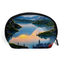 Somber Lake Sunset Accessory Pouch (large) by GardenOfOphir