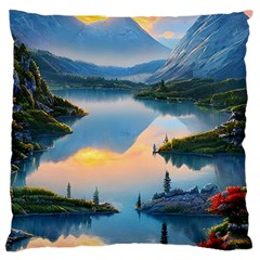 Somber Lake Sunset Standard Premium Plush Fleece Cushion Case (two Sides) by GardenOfOphir